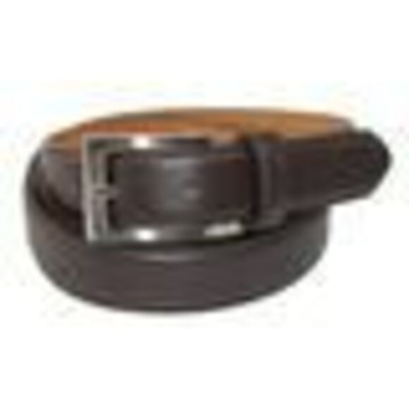 CTM Men's Big & Tall Leather Basic Dress Belt with Silver Buckle - Picture 2 of 2